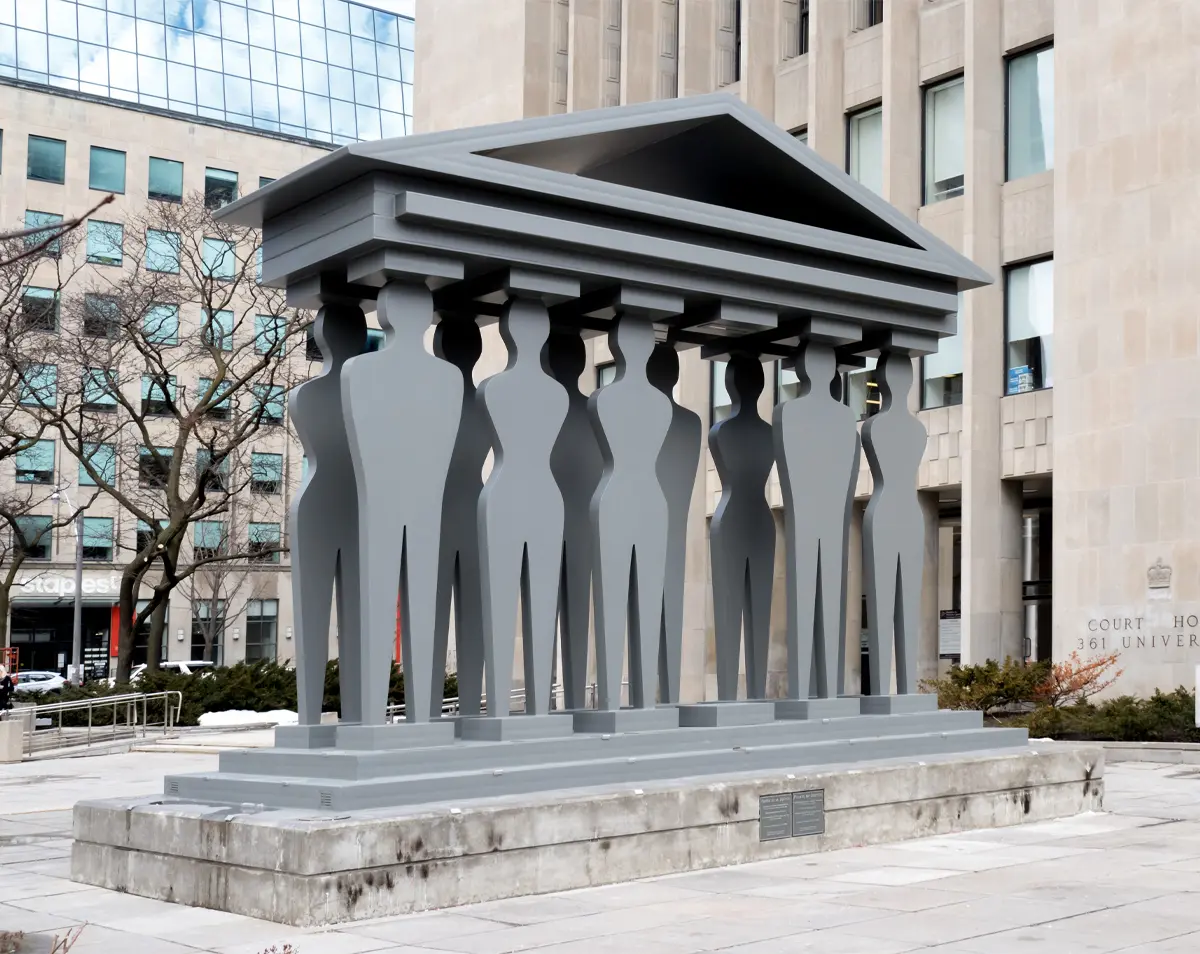Statue at the entrance to the Ontario Superior Court of Justice Courthouse 361 University in Toronto.