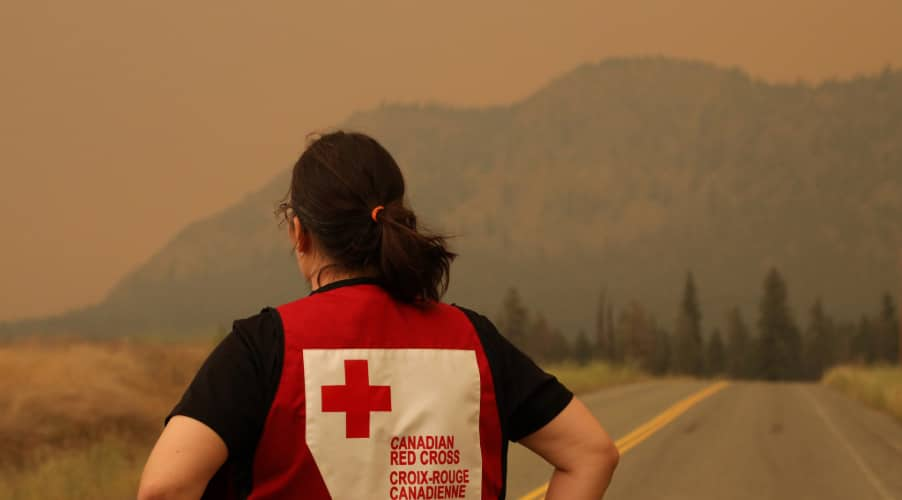 Stock photo of a canadian red cross person.