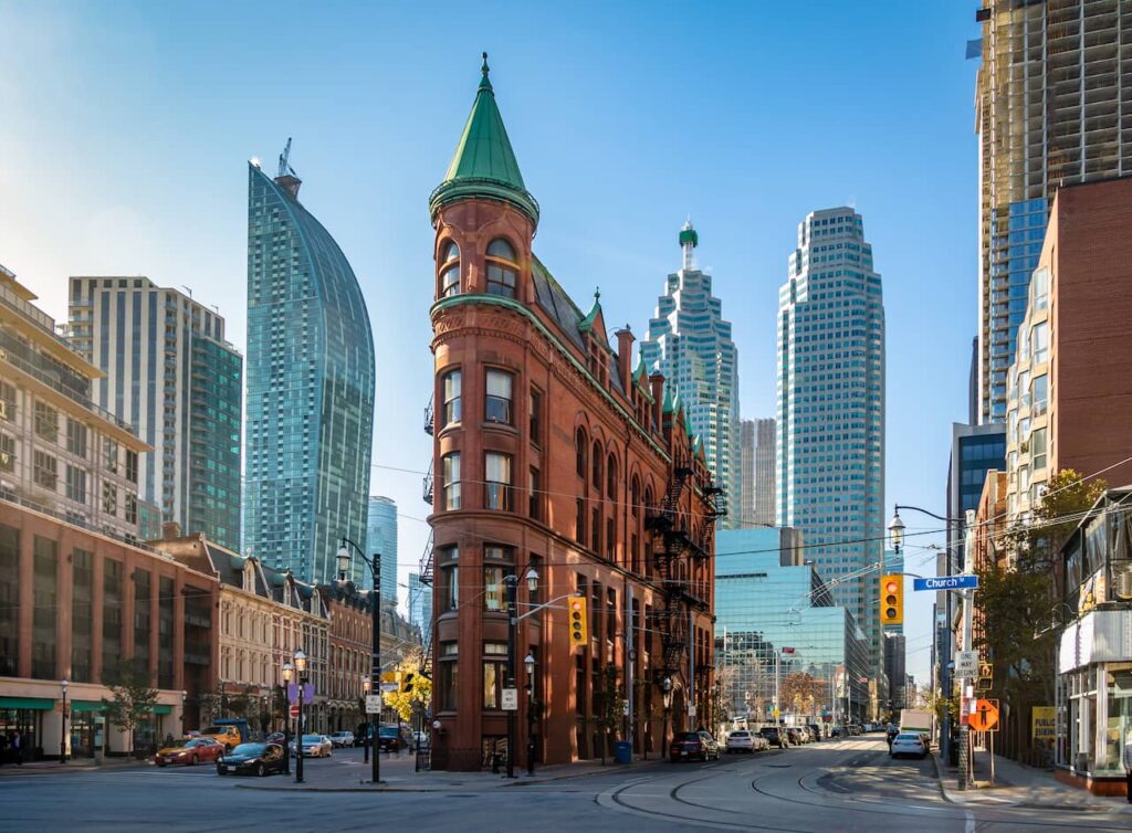 Photo of the Flatiron building in Toronto.