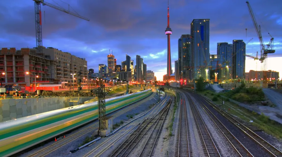 Stock image of a night scene in Toronto.